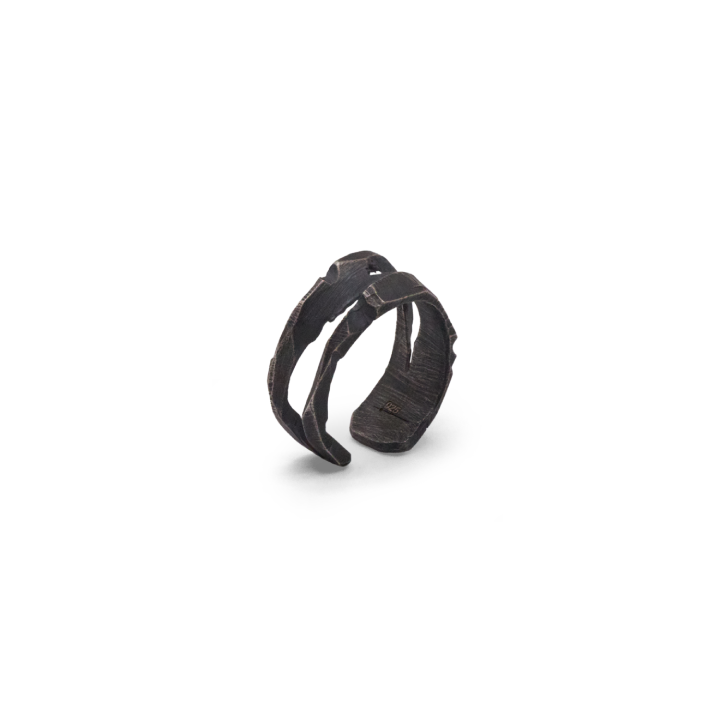 Sliver Earcuff Recycled Silver Avant Garde Contemporary Jewelry Raw Jewellery Blackened Antiqued Barzakh brz-e-0002