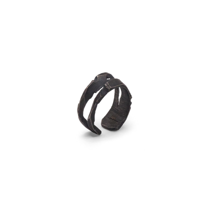 Sliver Earcuff Recycled Silver Avant Garde Contemporary Jewelry Raw Jewellery Blackened Antiqued Barzakh brz-e-0002